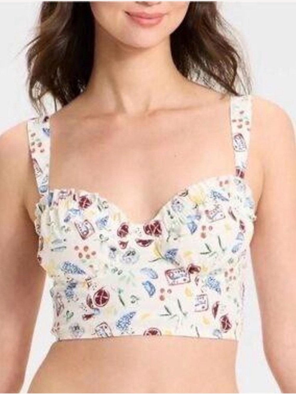 Colsie Food Print Bustier Crop Top – Size Large